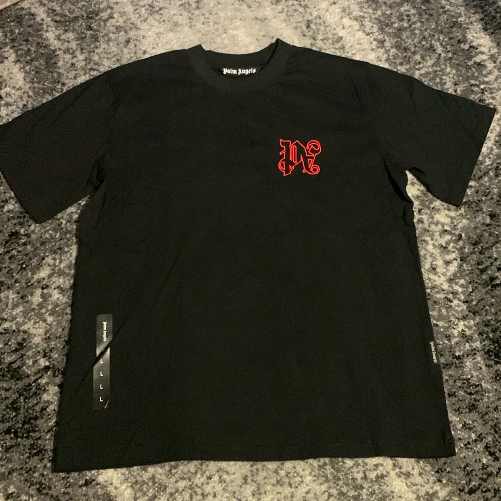 Palm Angels Racing Black & Red Logo T-Shirt Men’s Size Large